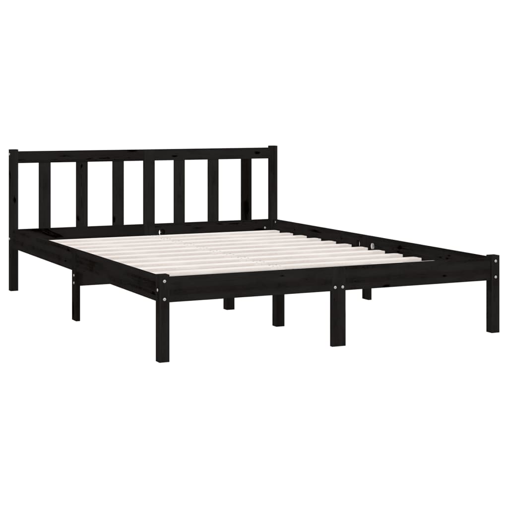 Bedframe massief grenenhout zwart 120x200 cm