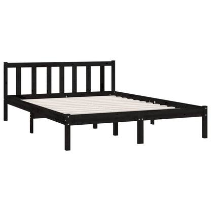 Bedframe massief grenenhout zwart 120x200 cm