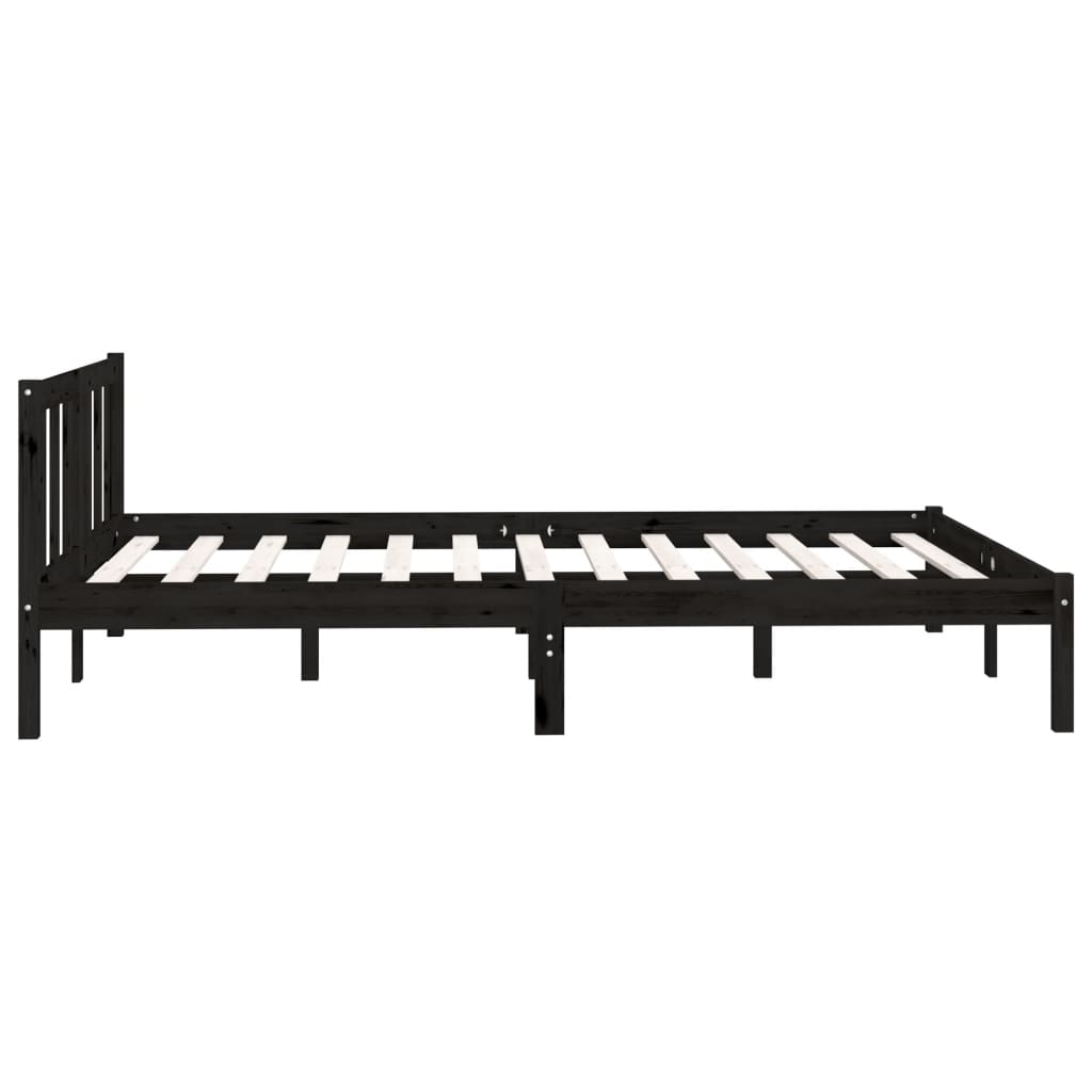Bedframe massief grenenhout zwart 120x200 cm