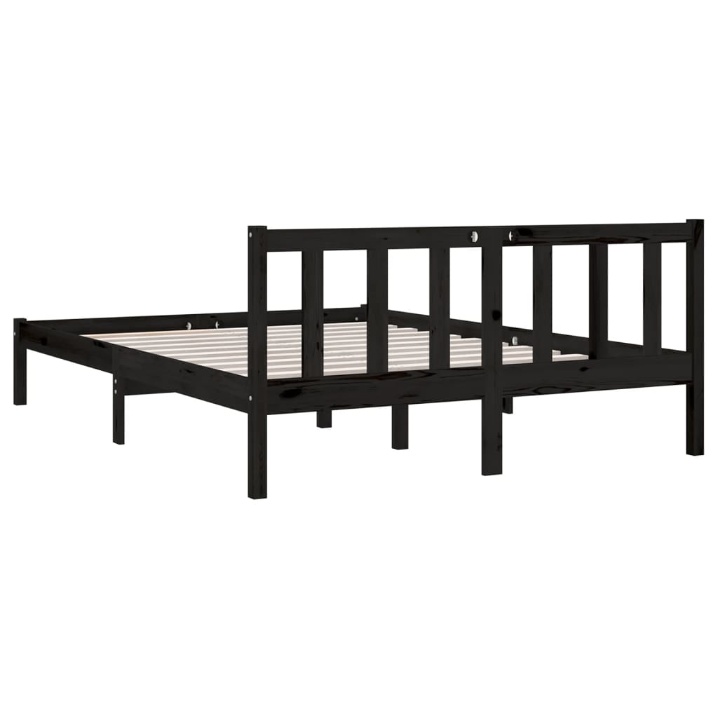 Bedframe massief grenenhout zwart 120x200 cm