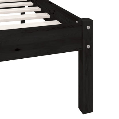 Bedframe massief grenenhout zwart 120x200 cm