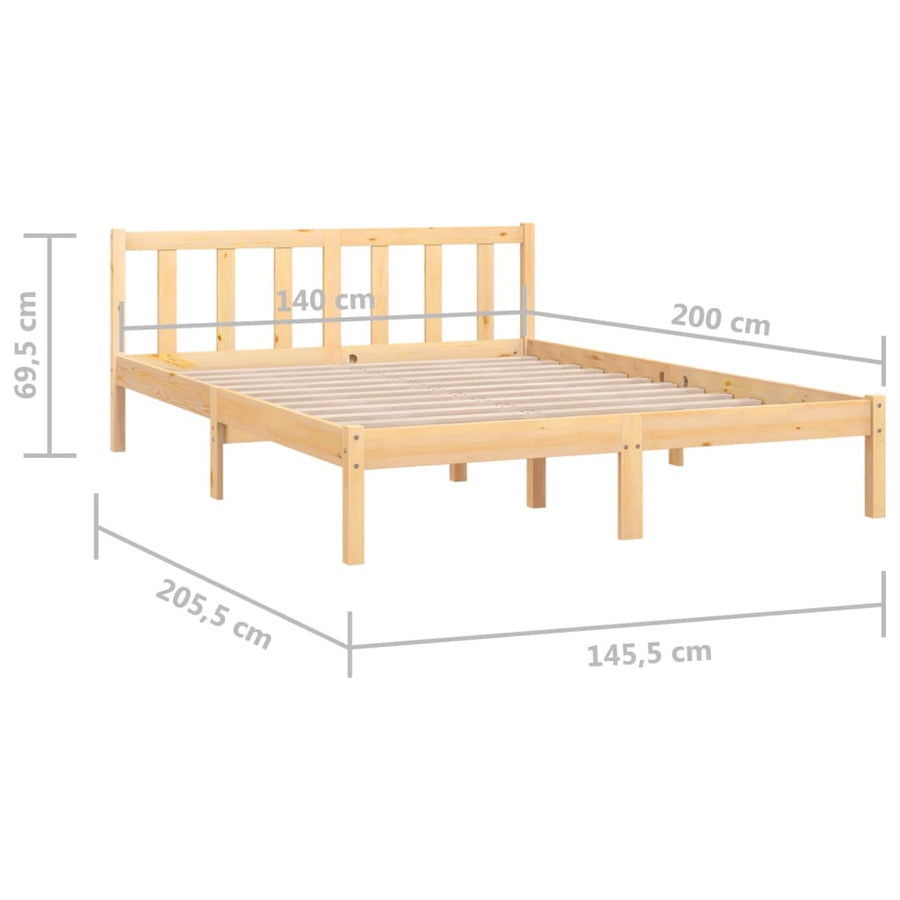 Bedframe Massief Grenenhout 140 x 200 cm Naturel