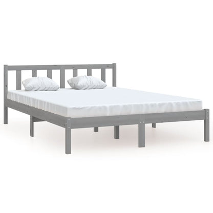 Bedframe massief grenenhout grijs 140x200 cm