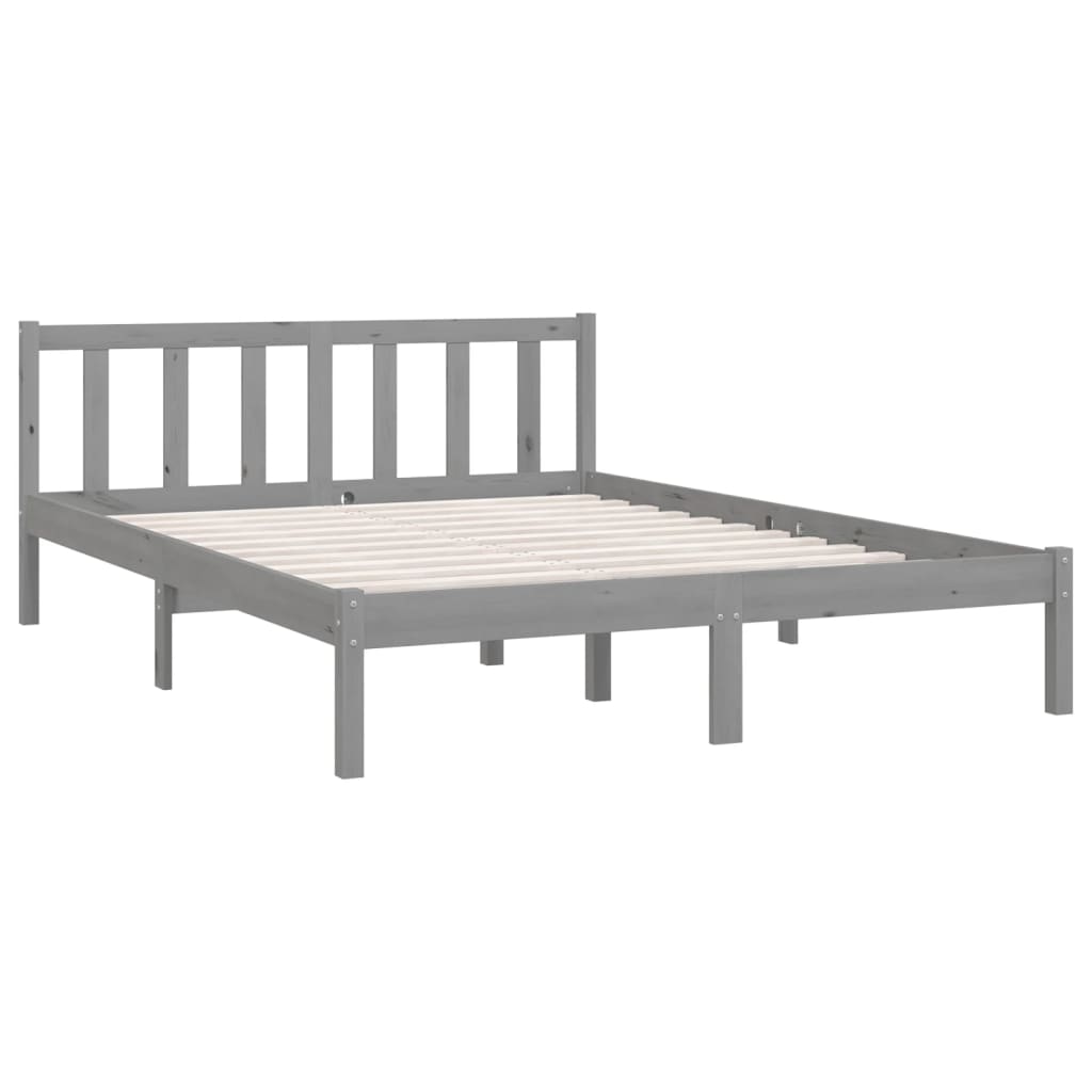 Bedframe massief grenenhout grijs 140x200 cm