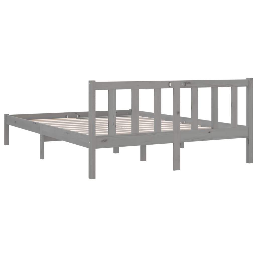 Bedframe massief grenenhout grijs 140x200 cm