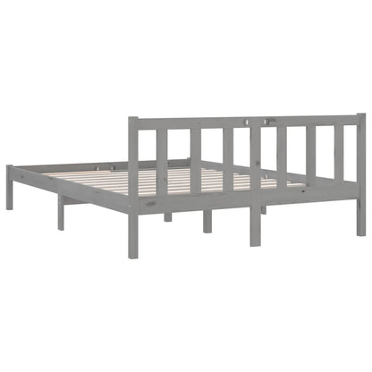 Bedframe massief grenenhout grijs 140x200 cm