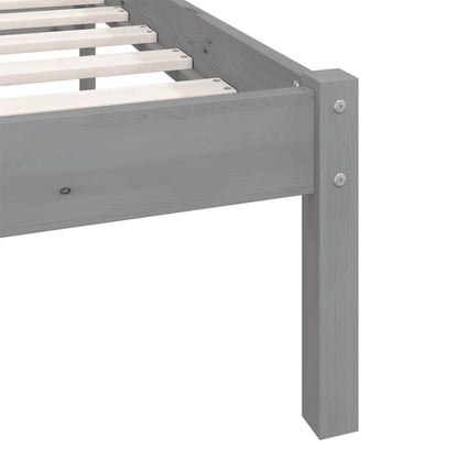 Bedframe massief grenenhout grijs 140x200 cm