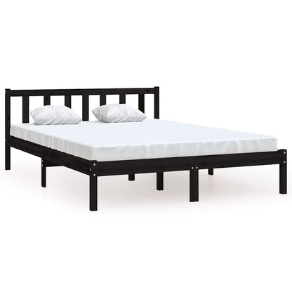 Bedframe massief grenenhout zwart 140x200 cm