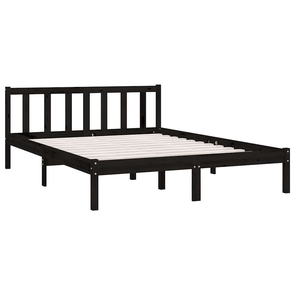 Bedframe massief grenenhout zwart 140x200 cm