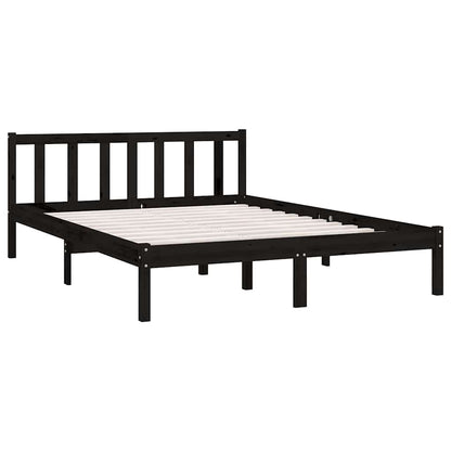 Bedframe massief grenenhout zwart 140x200 cm