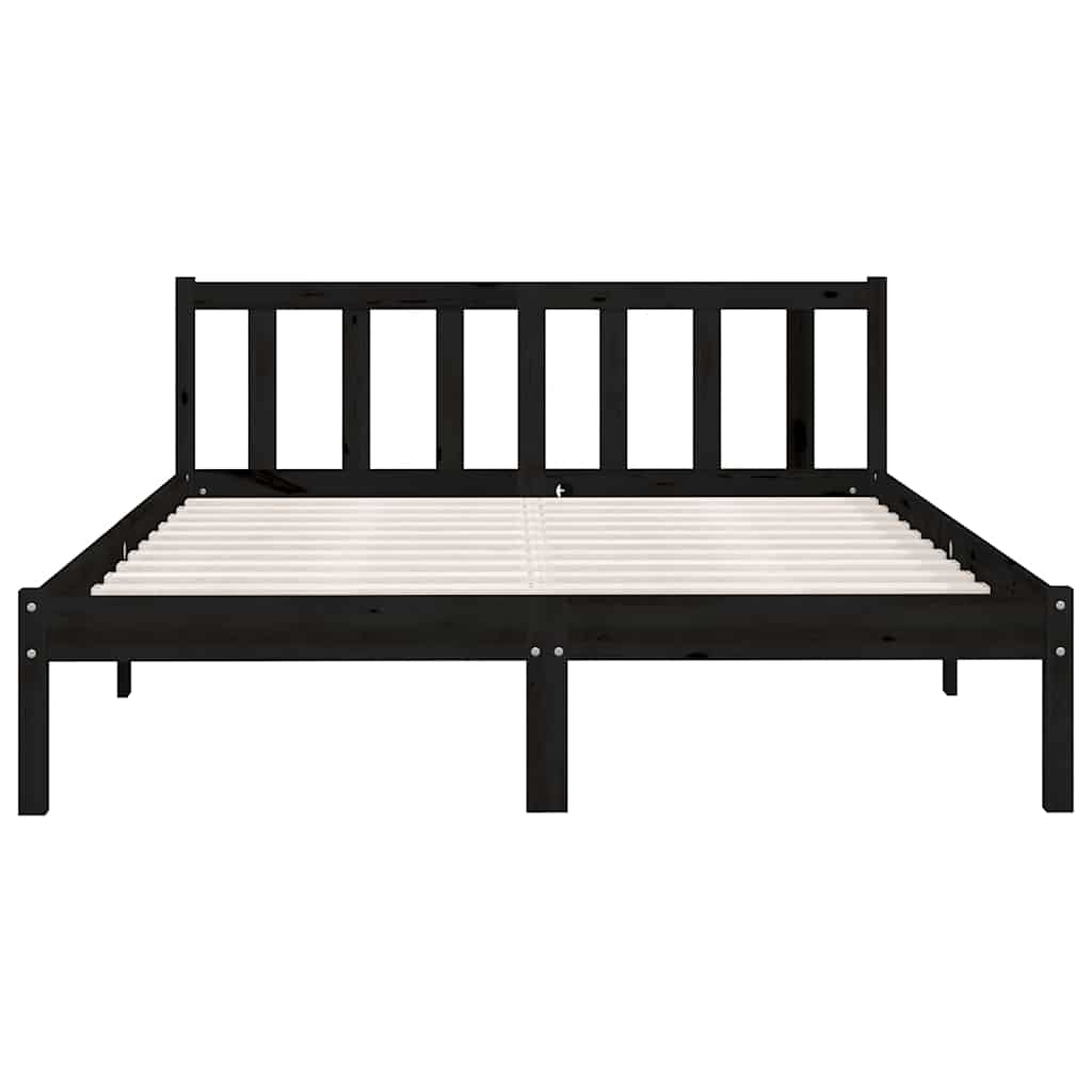 Bedframe massief grenenhout zwart 140x200 cm