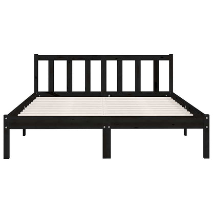 Bedframe massief grenenhout zwart 140x200 cm