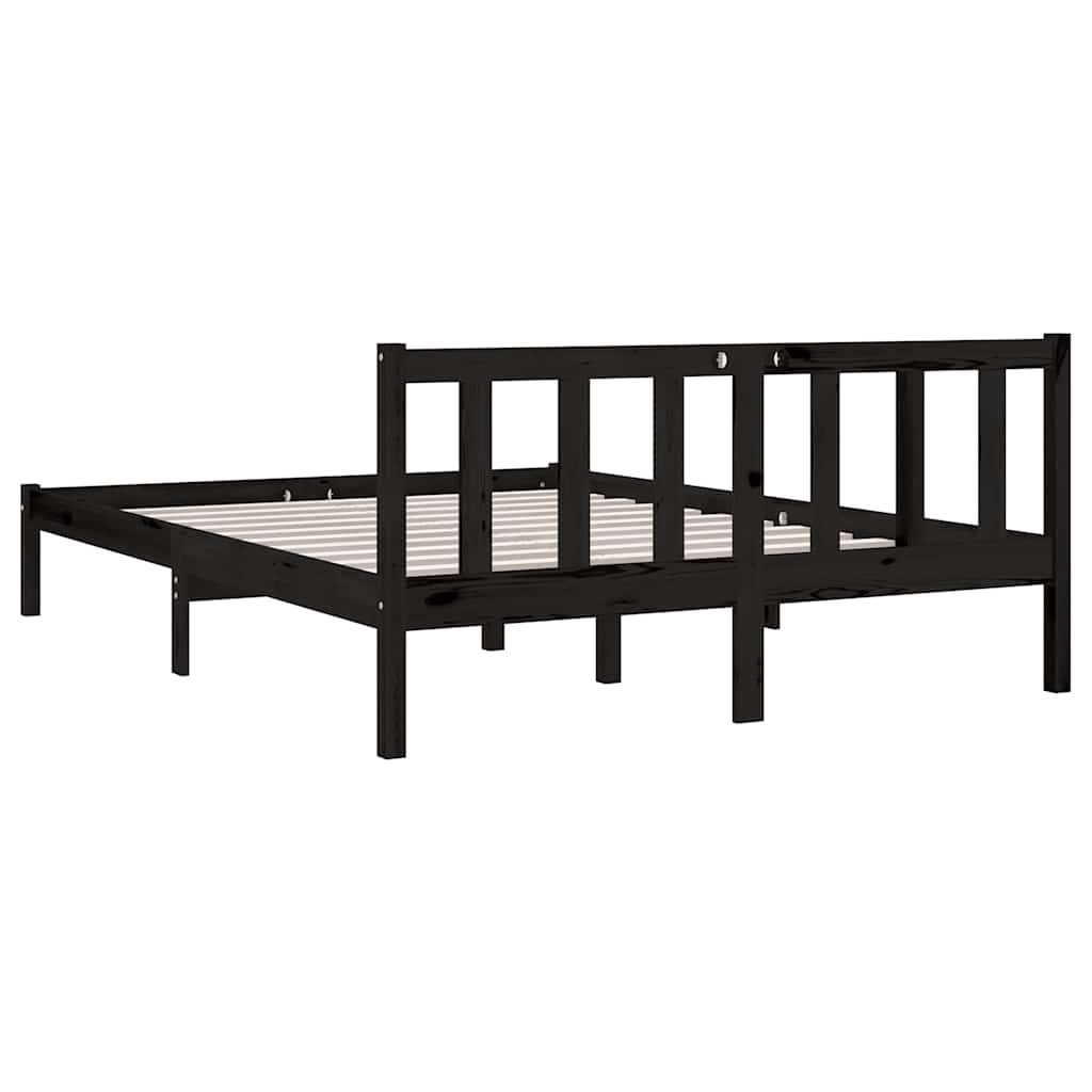 Bedframe massief grenenhout zwart 140x200 cm