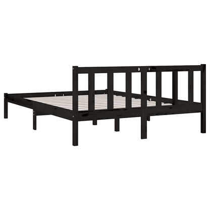 Bedframe massief grenenhout zwart 140x200 cm