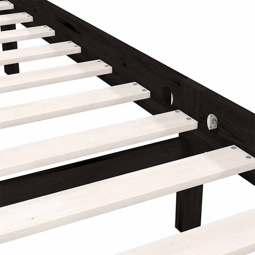 Bedframe massief grenenhout zwart 140x200 cm