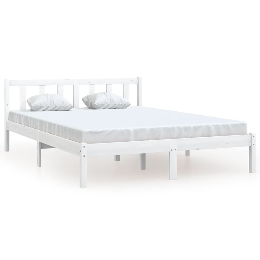 Bedframe Massief Grenenhout 5Ft King Size 150 x 200 cm Wit