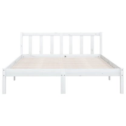 Bedframe Massief Grenenhout 5Ft King Size 150 x 200 cm Wit
