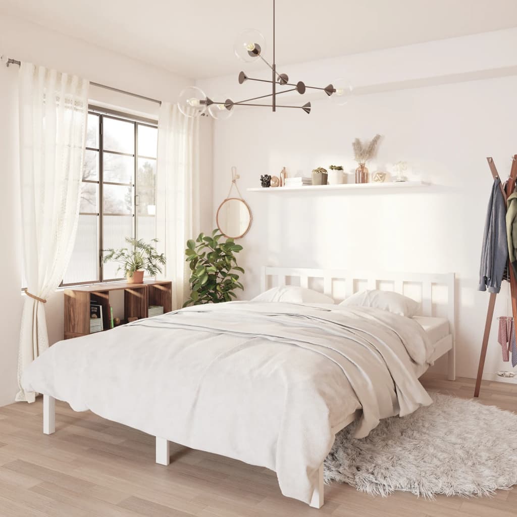 Bedframe Massief Grenenhout 5Ft King Size 150 x 200 cm Wit
