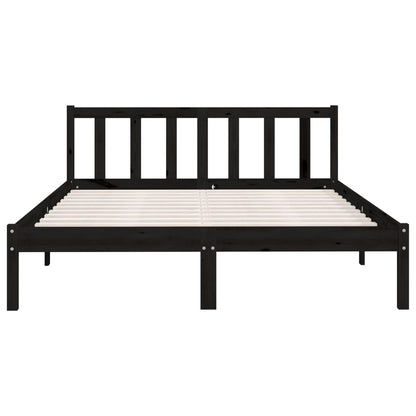 Bedframe massief grenenhout zwart 150x200 cm