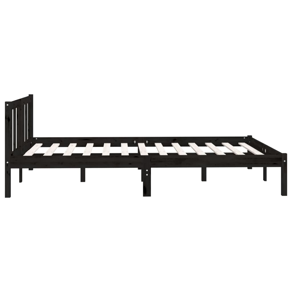 Bedframe massief grenenhout zwart 150x200 cm