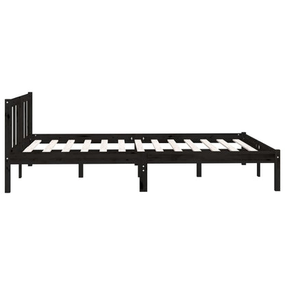 Bedframe massief grenenhout zwart 150x200 cm