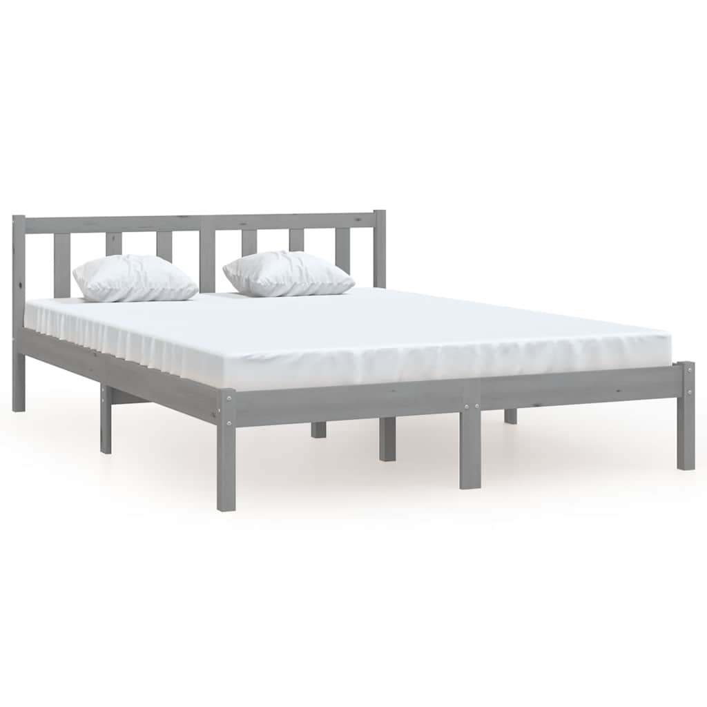 Bedframe massief grenenhout grijs 160x200 cm