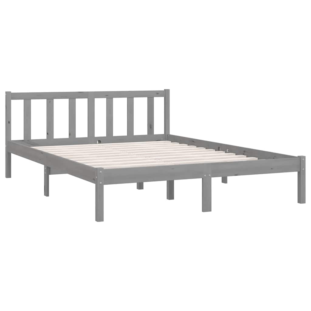 Bedframe massief grenenhout grijs 160x200 cm