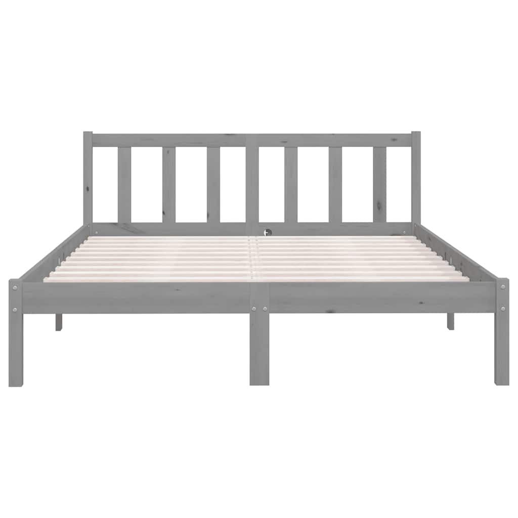Bedframe massief grenenhout grijs 160x200 cm