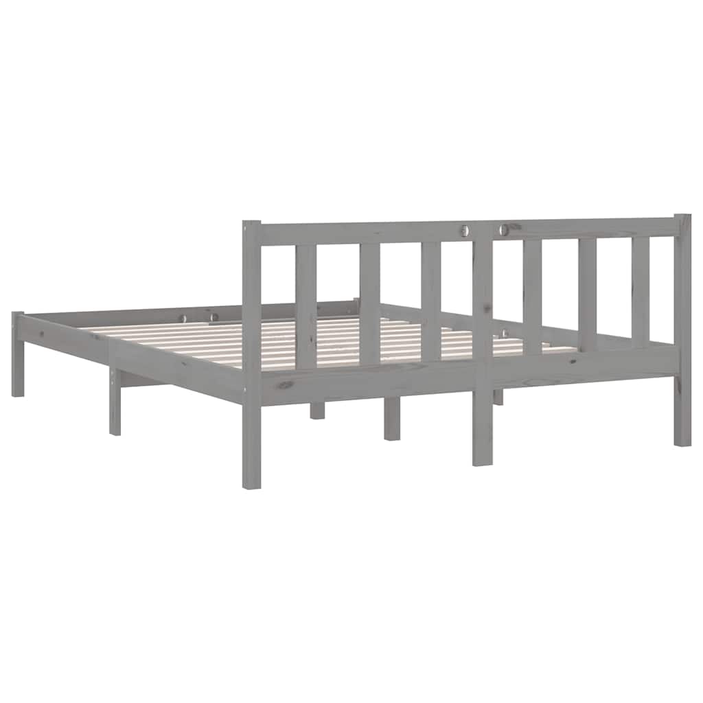 Bedframe massief grenenhout grijs 160x200 cm