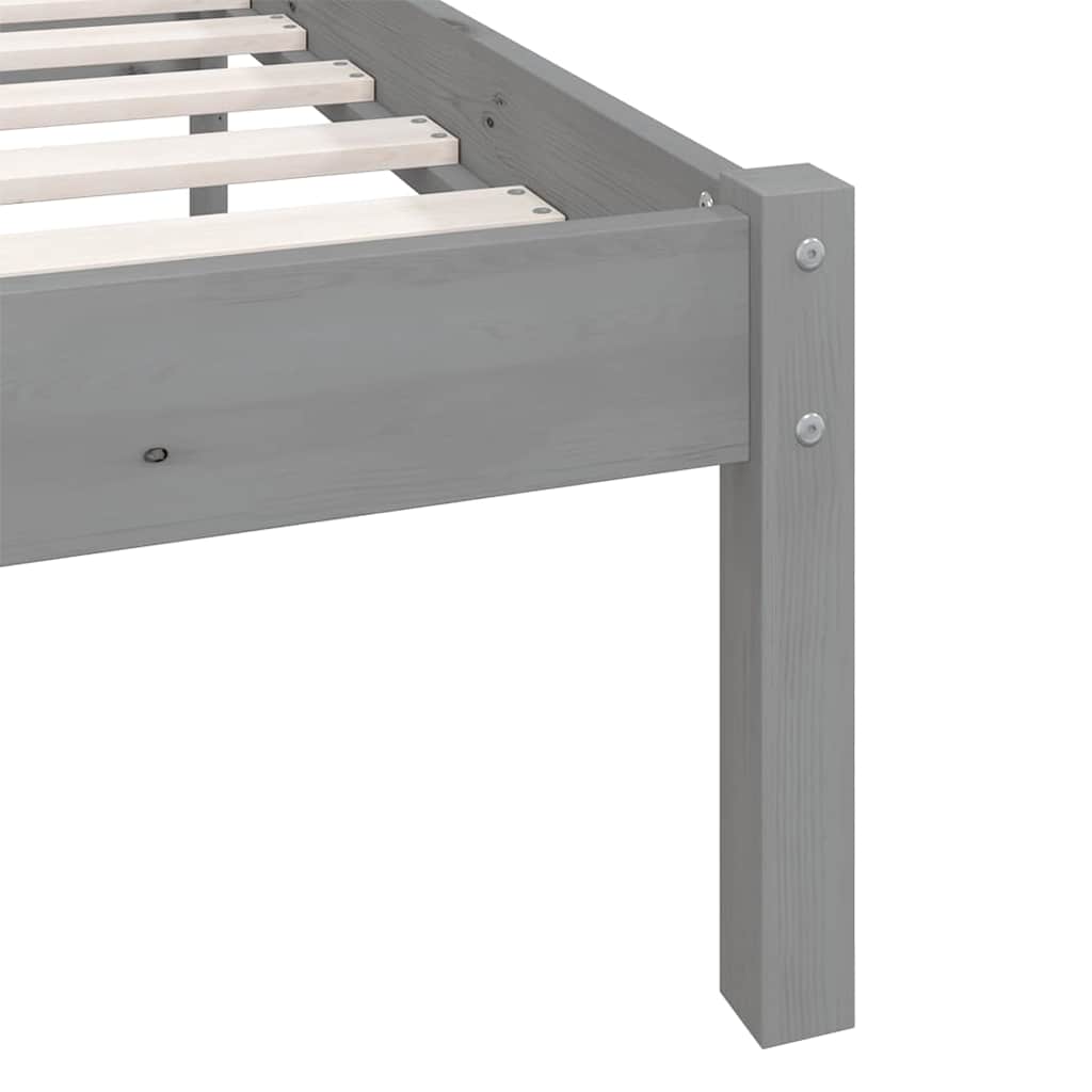 Bedframe massief grenenhout grijs 160x200 cm