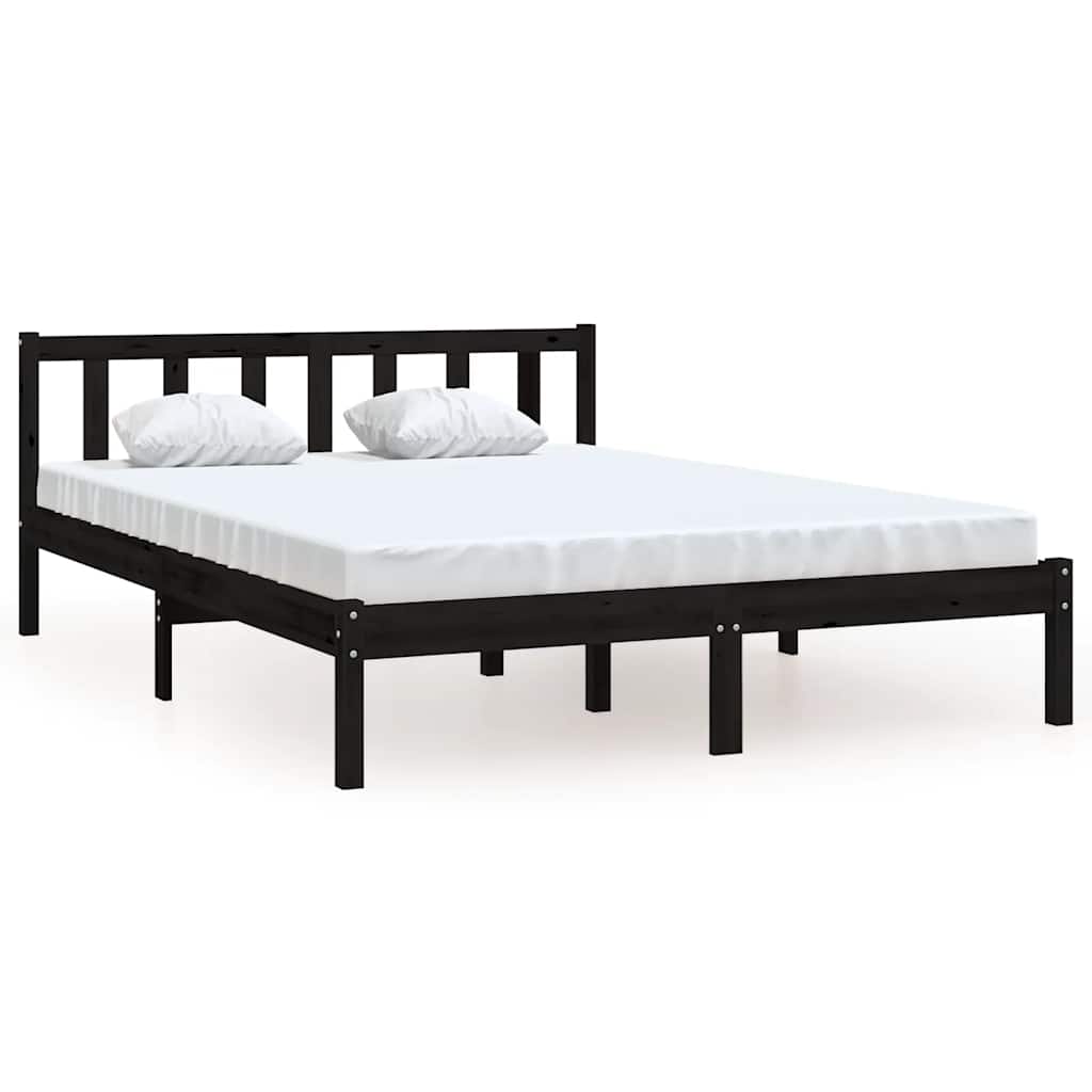 Bedframe massief grenenhout zwart 160x200 cm