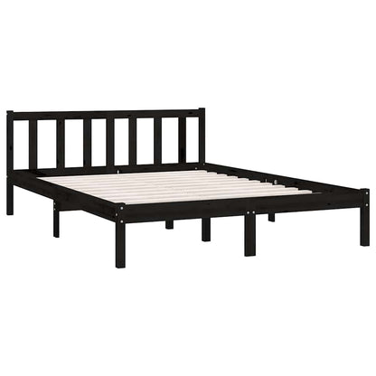 Bedframe massief grenenhout zwart 160x200 cm