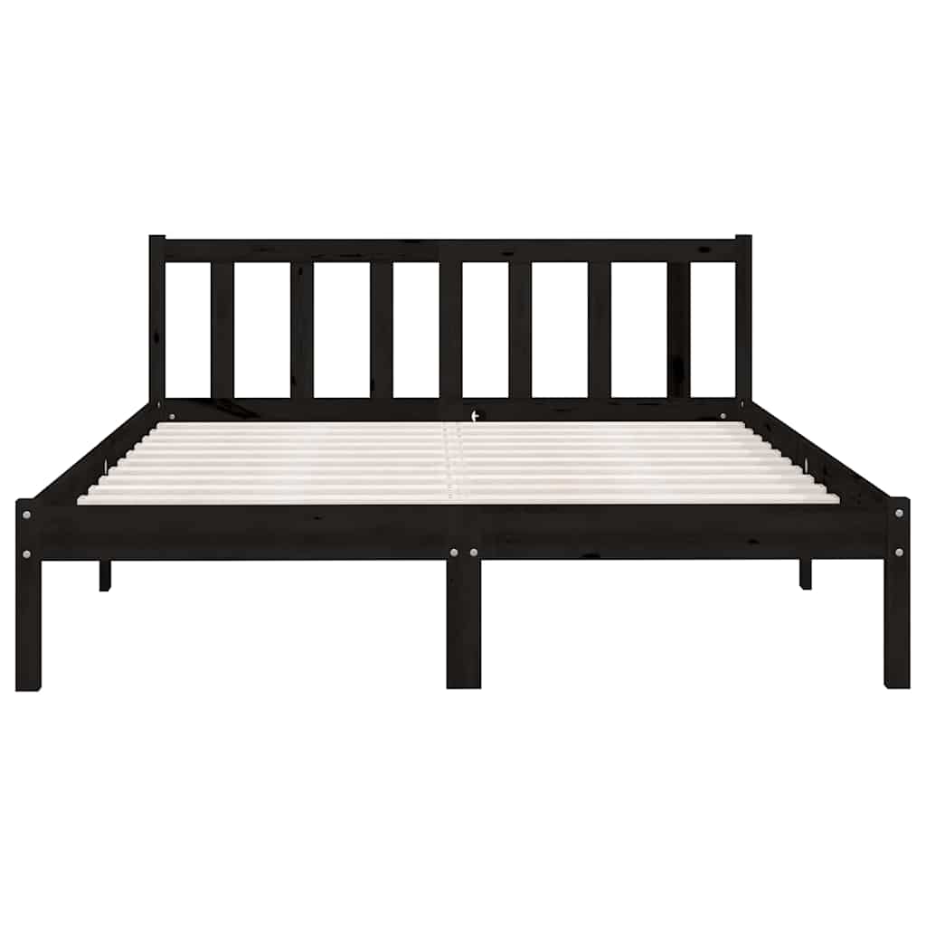 Bedframe massief grenenhout zwart 160x200 cm