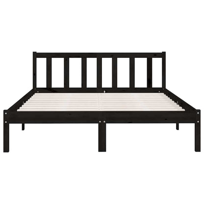 Bedframe massief grenenhout zwart 160x200 cm