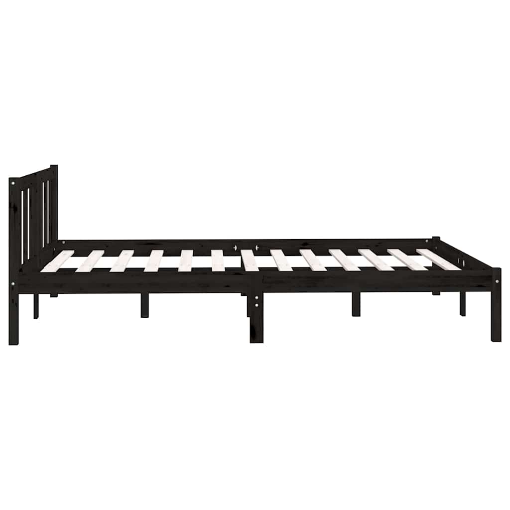 Bedframe massief grenenhout zwart 160x200 cm