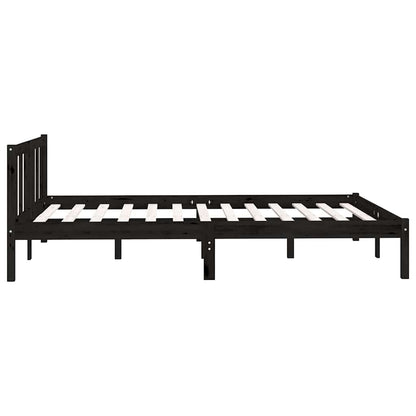Bedframe massief grenenhout zwart 160x200 cm