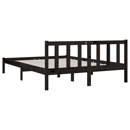 Bedframe massief grenenhout zwart 160x200 cm