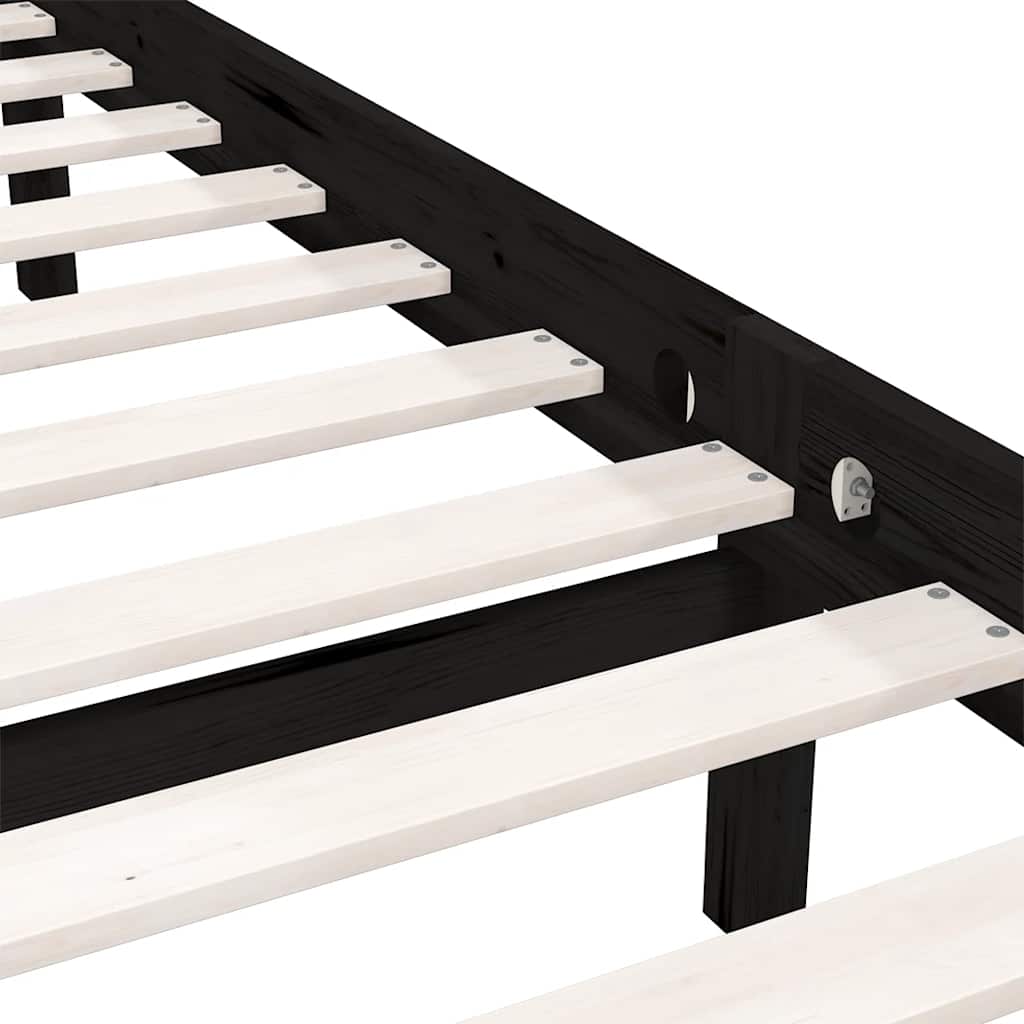 Bedframe massief grenenhout zwart 160x200 cm