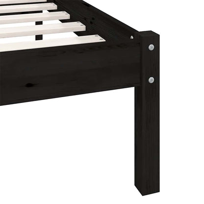 Bedframe massief grenenhout zwart 160x200 cm