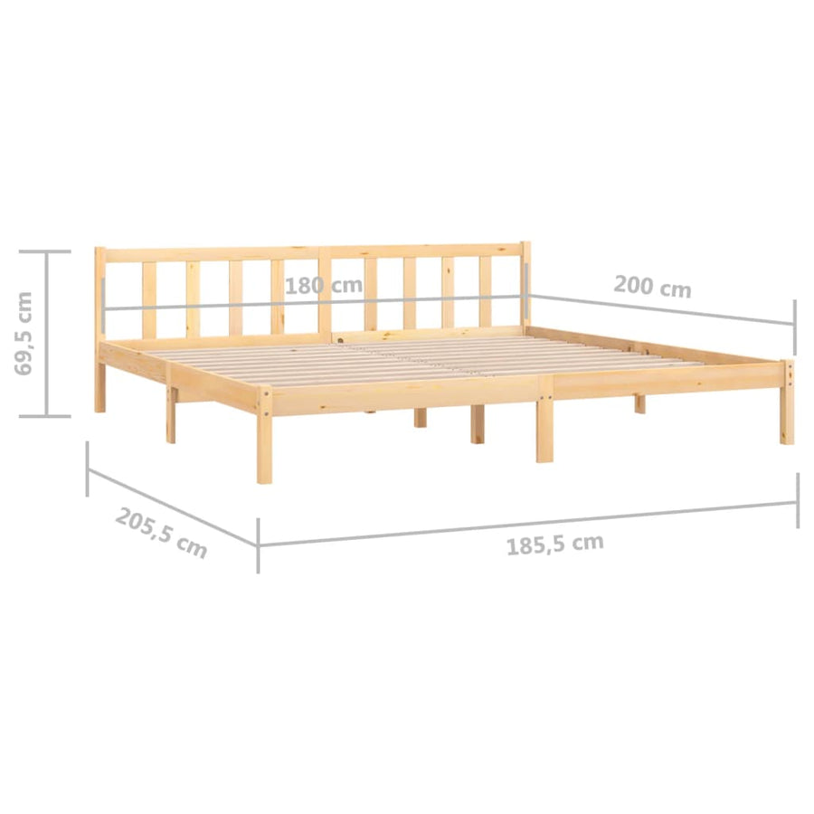 Bedframe Massief Grenenhout Super King Size 180 x 200 cm Naturel