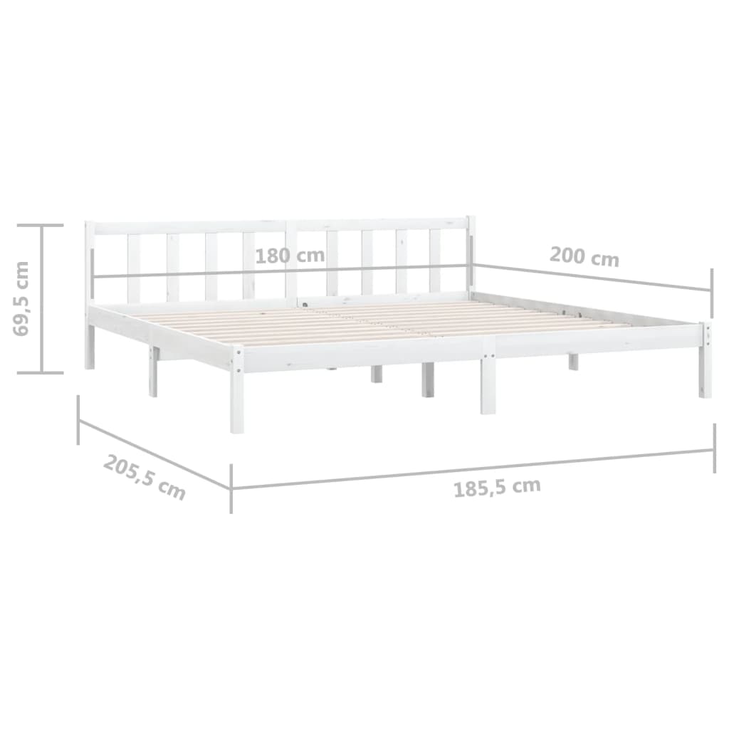 Bedframe Massief Grenenhout 6Ft Super King 180 x 200 cm Wit