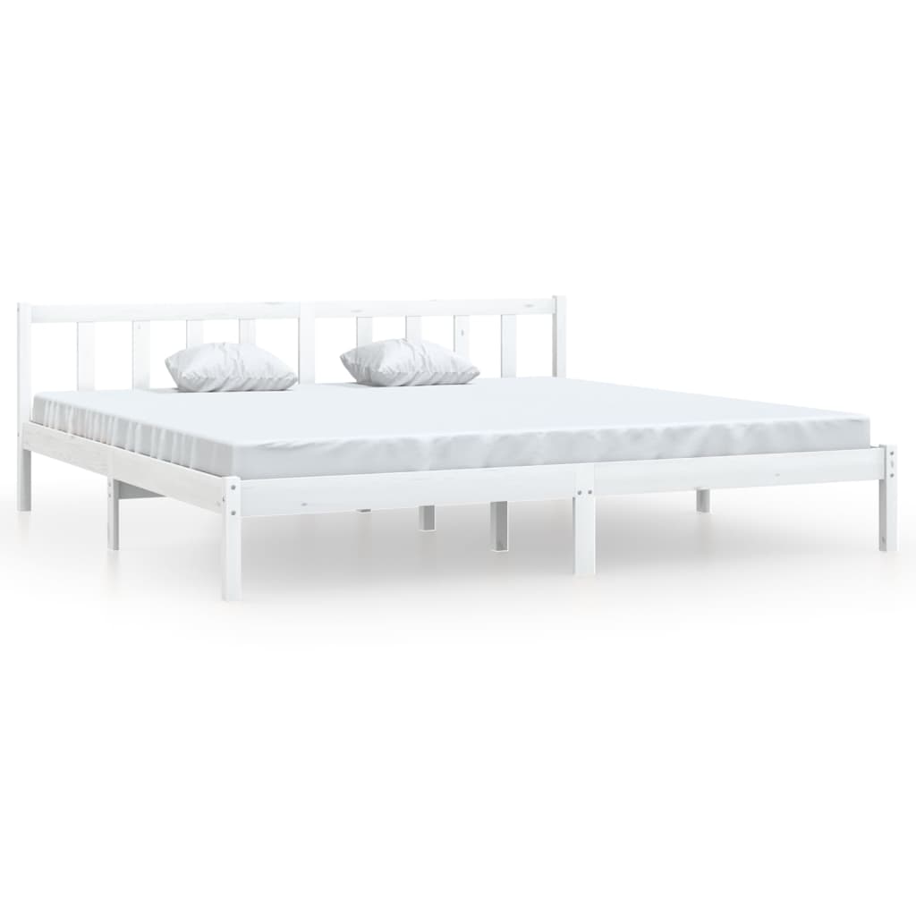 Bedframe Massief Grenenhout 200 x 200 cm Wit