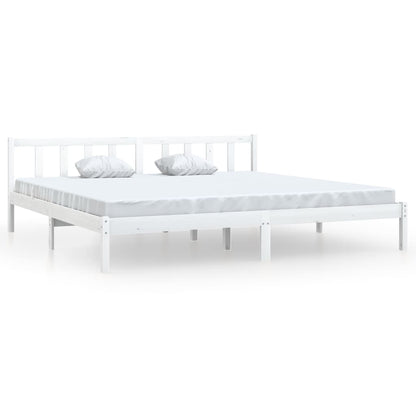 Bedframe Massief Grenenhout 200 x 200 cm Wit