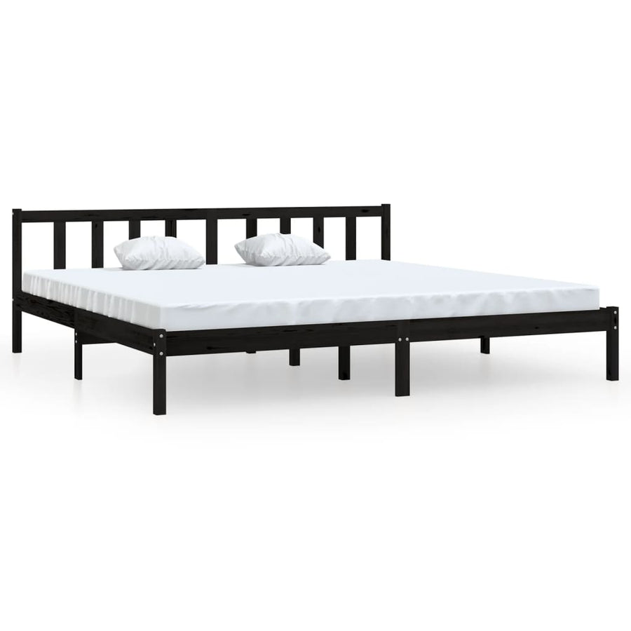 Bedframe Massief Grenenhout 200 x 200 cm Zwart