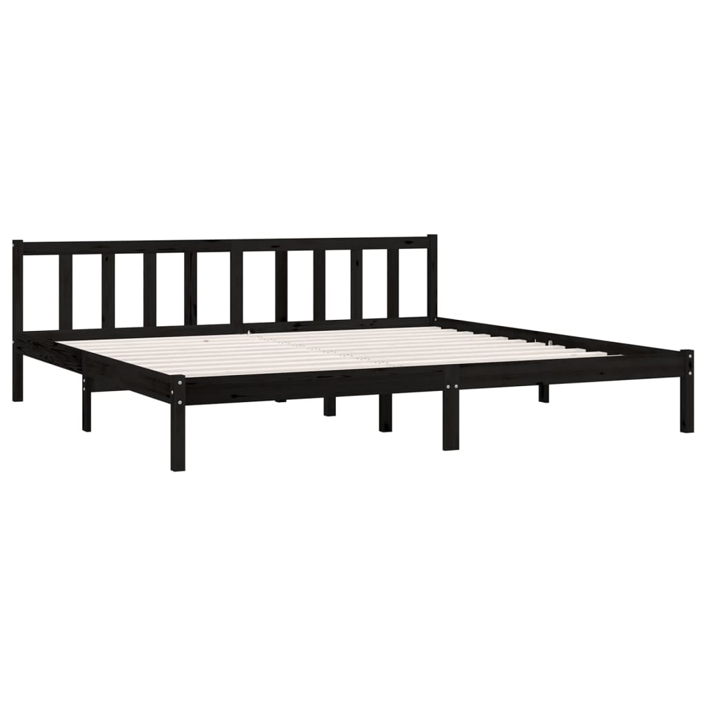 Bedframe Massief Grenenhout 200 x 200 cm Zwart