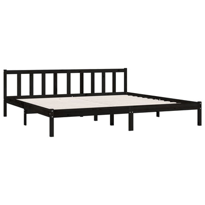 Bedframe Massief Grenenhout 200 x 200 cm Zwart