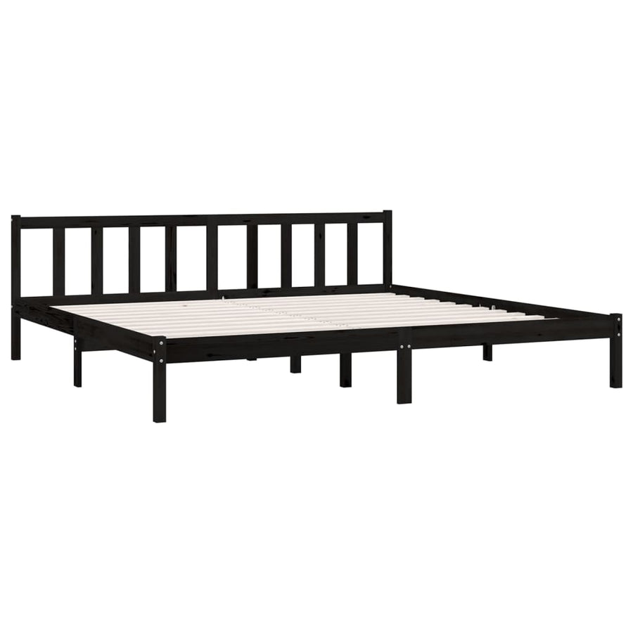 Bedframe Massief Grenenhout 200 x 200 cm Zwart
