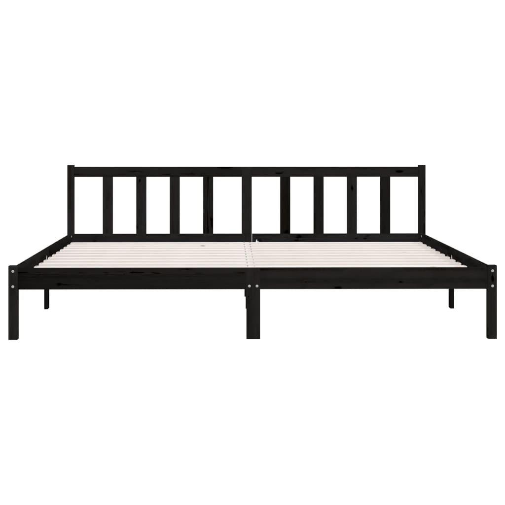 Bedframe Massief Grenenhout 200 x 200 cm Zwart