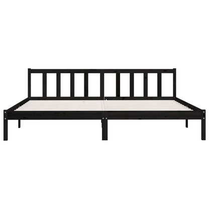 Bedframe Massief Grenenhout 200 x 200 cm Zwart