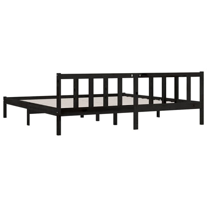 Bedframe Massief Grenenhout 200 x 200 cm Zwart